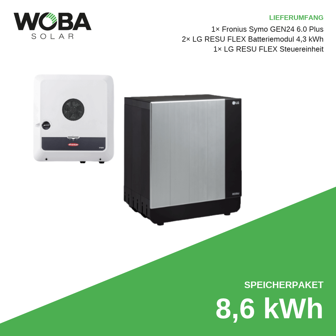 Fronius Symo GEN24 6.0 Plus & LG RESU FLEX 8,6 kWh – Speicherpaket Lieferumfang
