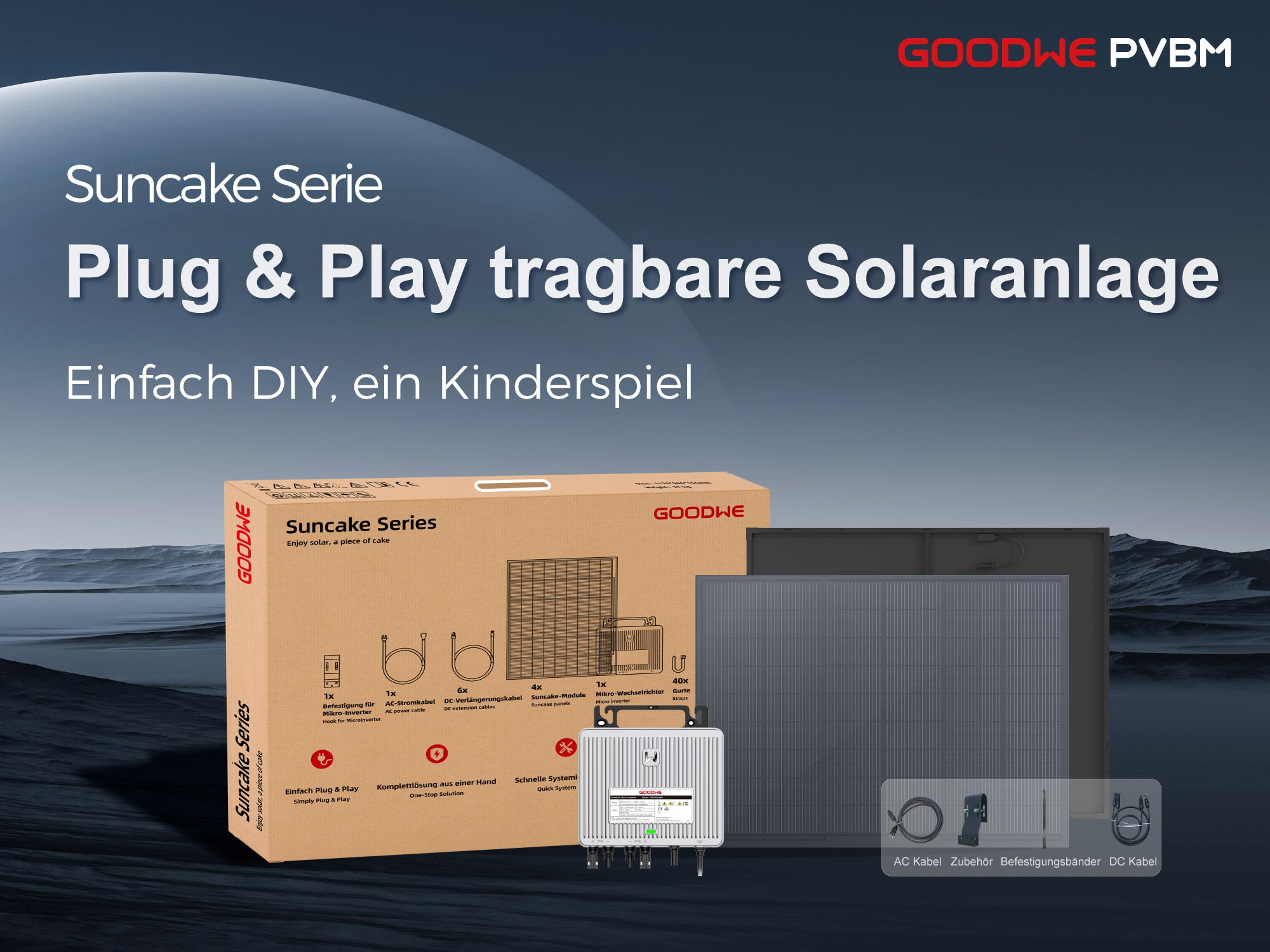 GoodWe Suncake 820 W Balkonkraftwerk Komplett-Set (inkl. Montage Set) zur 1 Person Montage