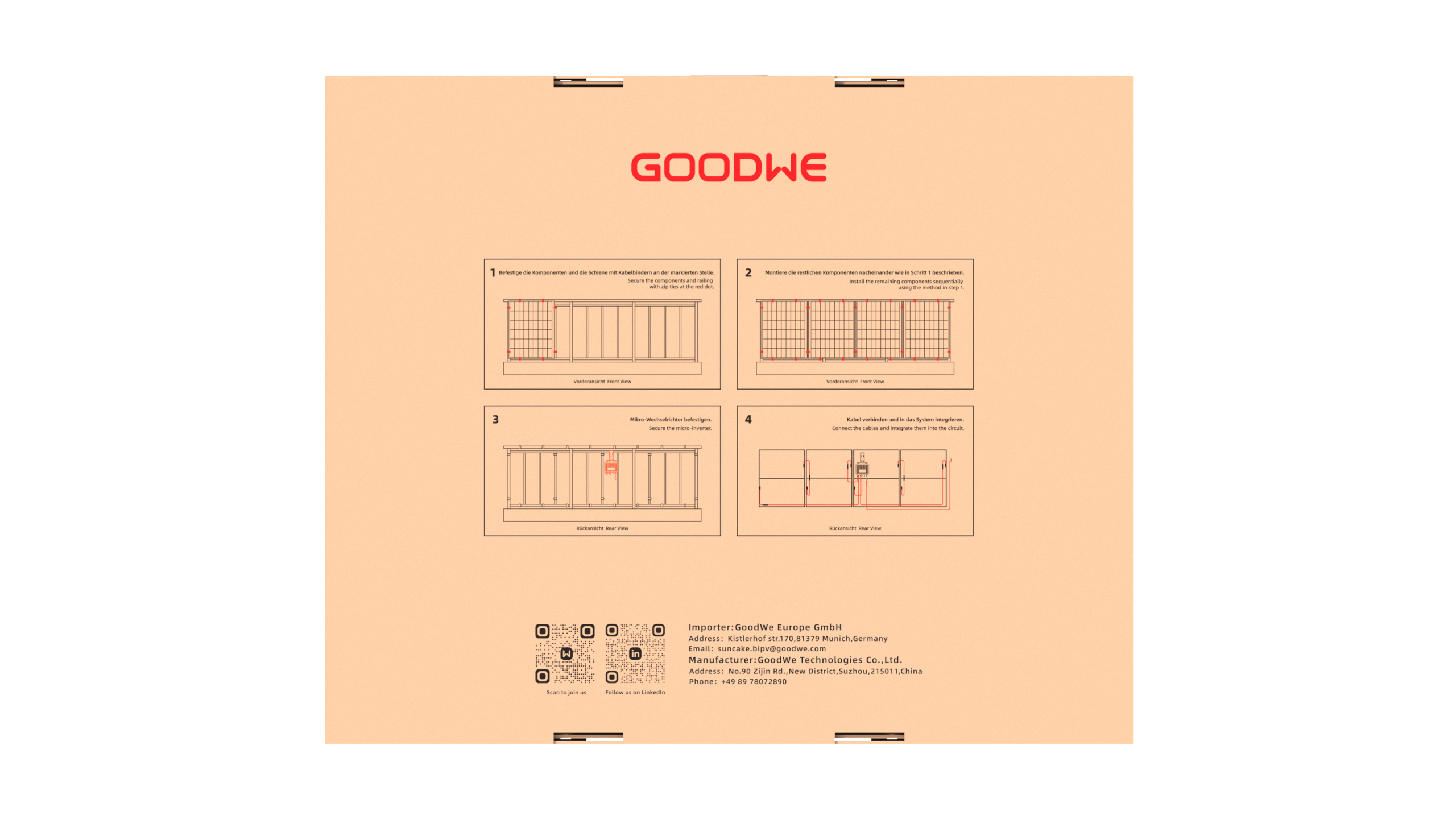 GoodWe Suncake 820 W Balkonkraftwerk Komplett-Set (inkl. Montage Set) zur 1 Person Montage