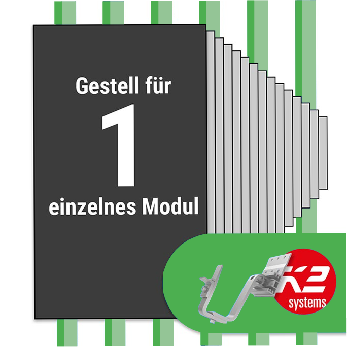 K2 Montage Paket Ziegeldach: 1 Reihe x 1 Modul (K2 4S: Jeder Sparren)