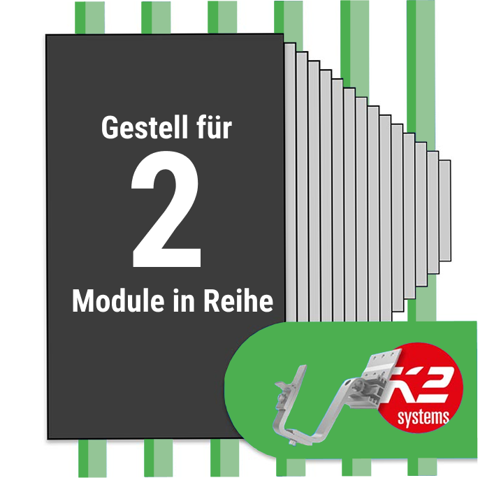 K2 Montage Paket Ziegeldach: 1 Reihe x 2 Module (K2 4S: Jeder Sparren)