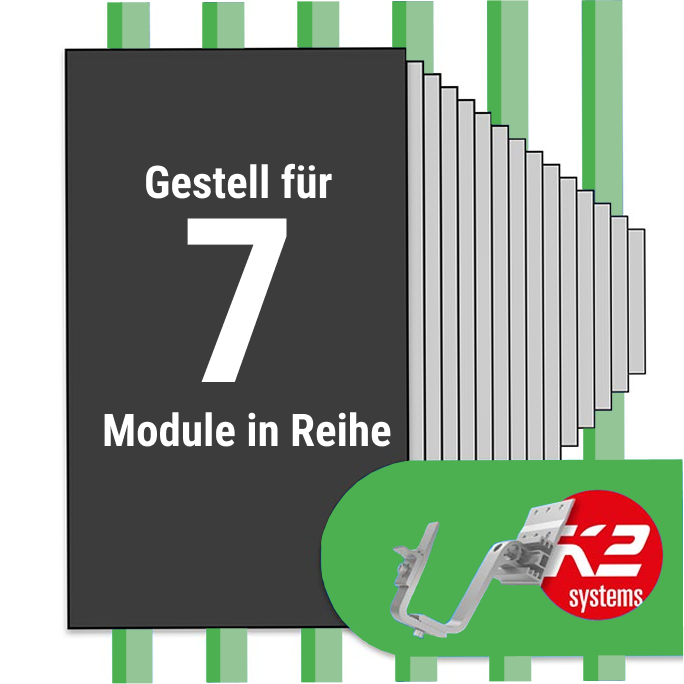 K2 Montage Paket Ziegeldach: 1 Reihe x 7 Module (K2 4S: Jeder Sparren)