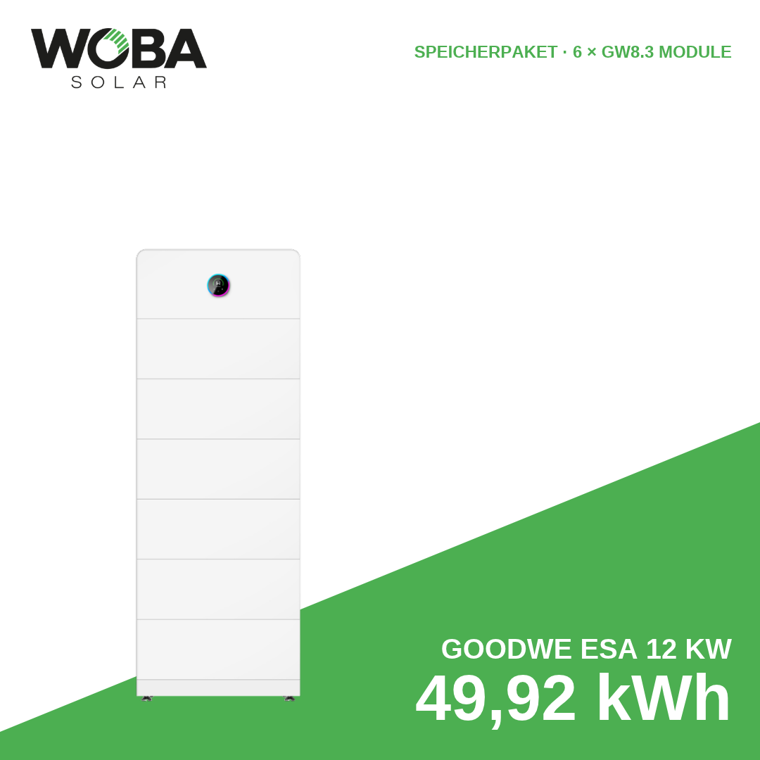 GoodWe ESA 12 kW Speicherpaket mit 49,92 kWh (6 × GW8.3 Module)