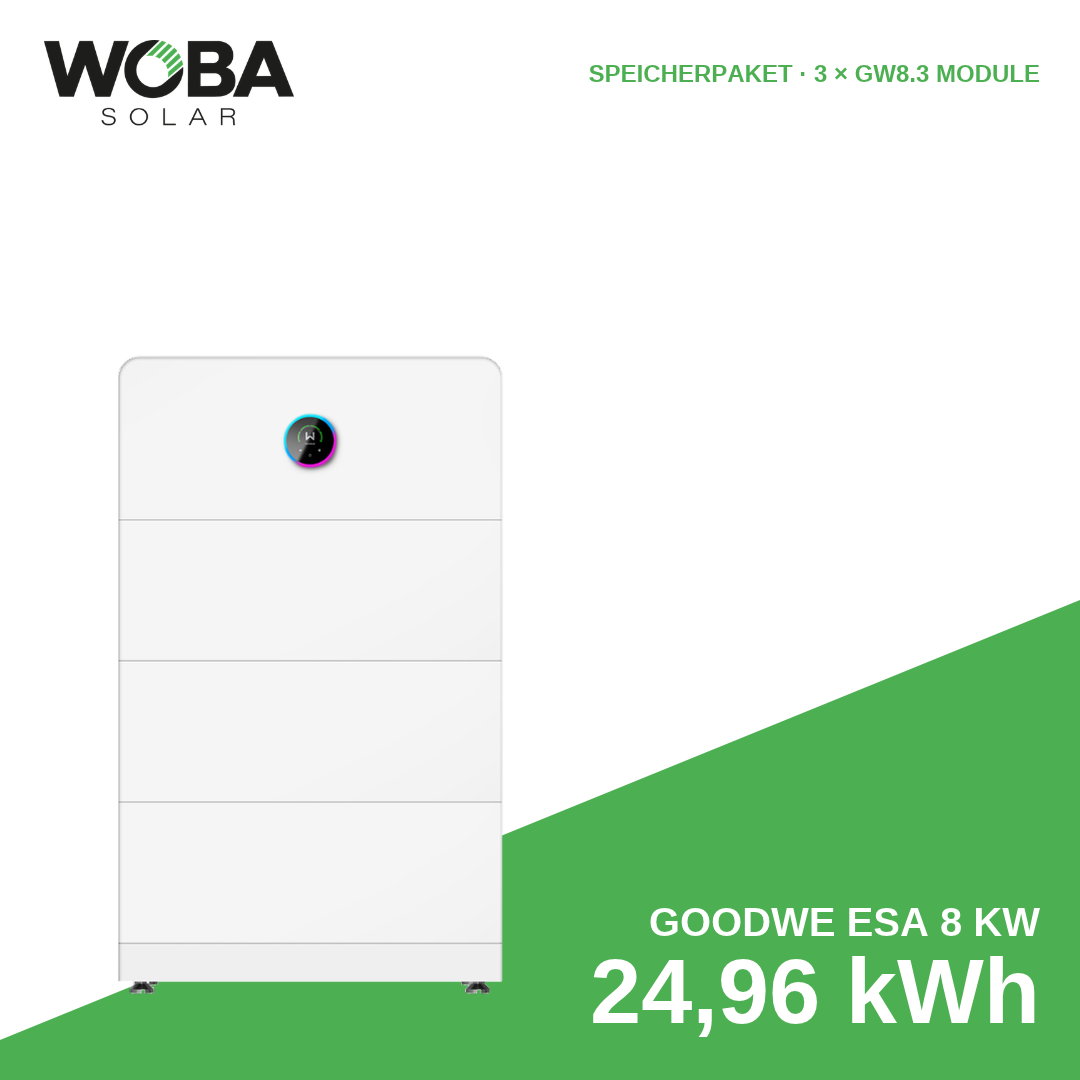 GoodWe ESA 8 kW Speicherpaket mit 24,96 kWh (3 × GW8.3 Module)