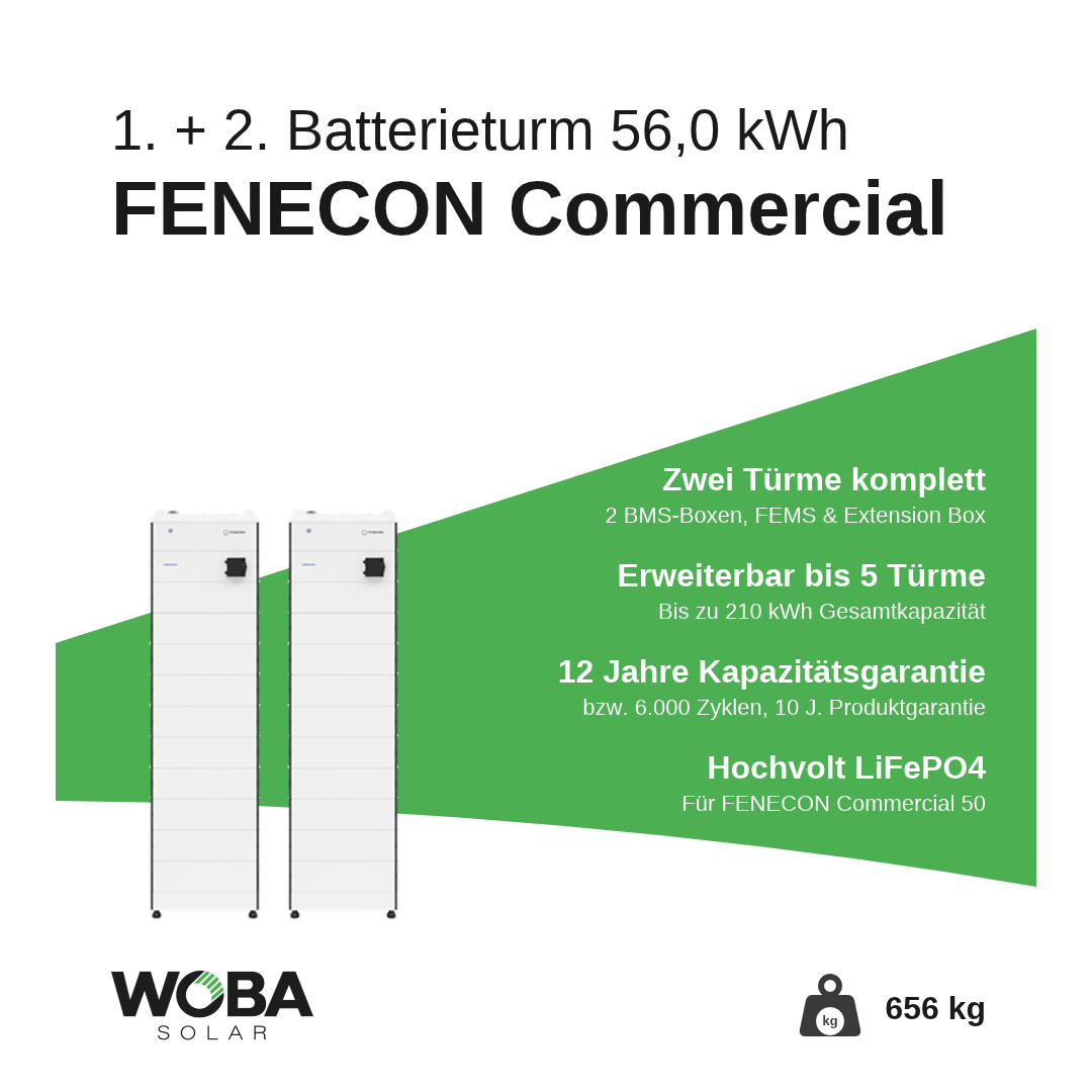 FENECON Commercial 1. und 2. Batterieturm mit 56,0 kWh – Vorteile