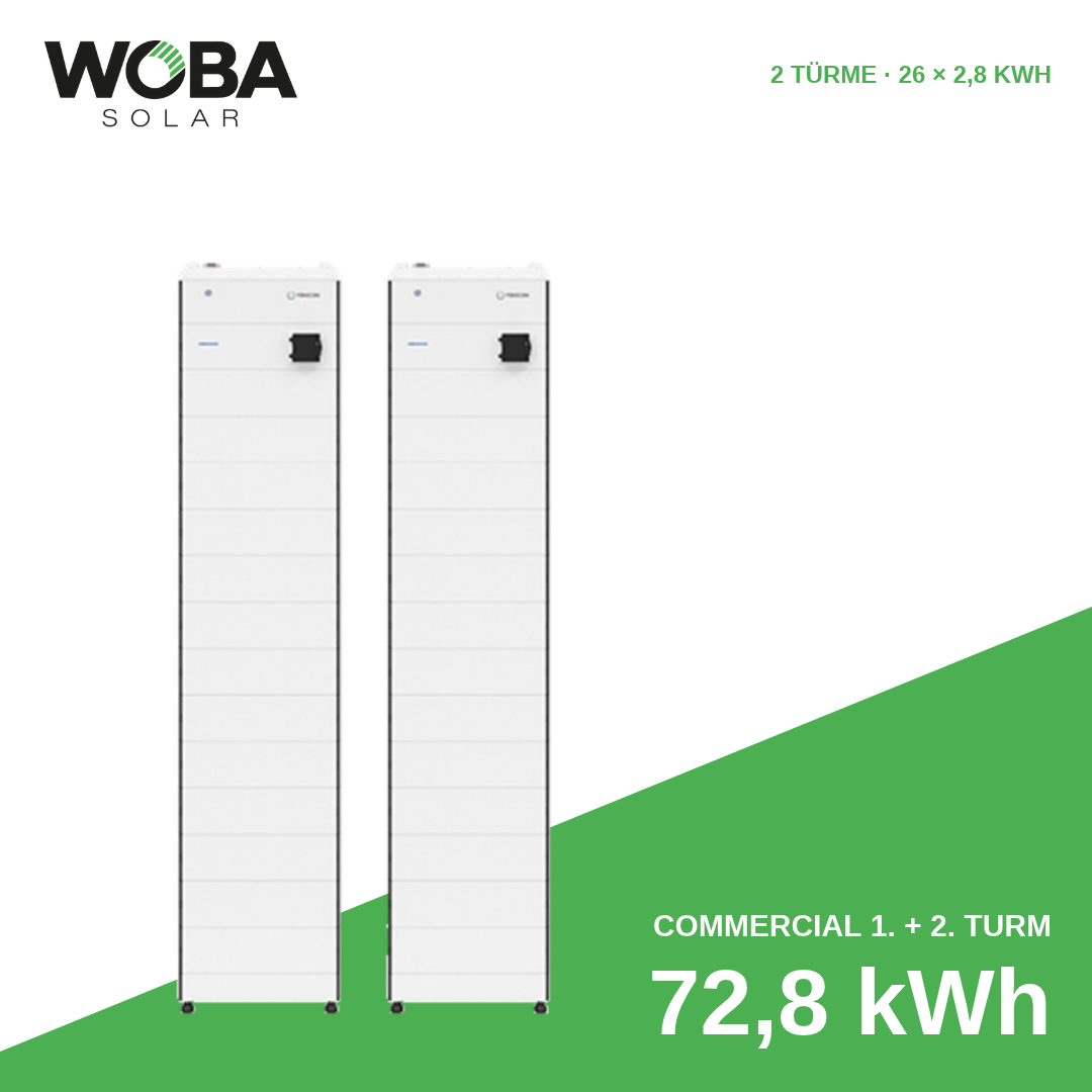 FENECON Commercial 1. und 2. Batterieturm mit 72,8 kWh