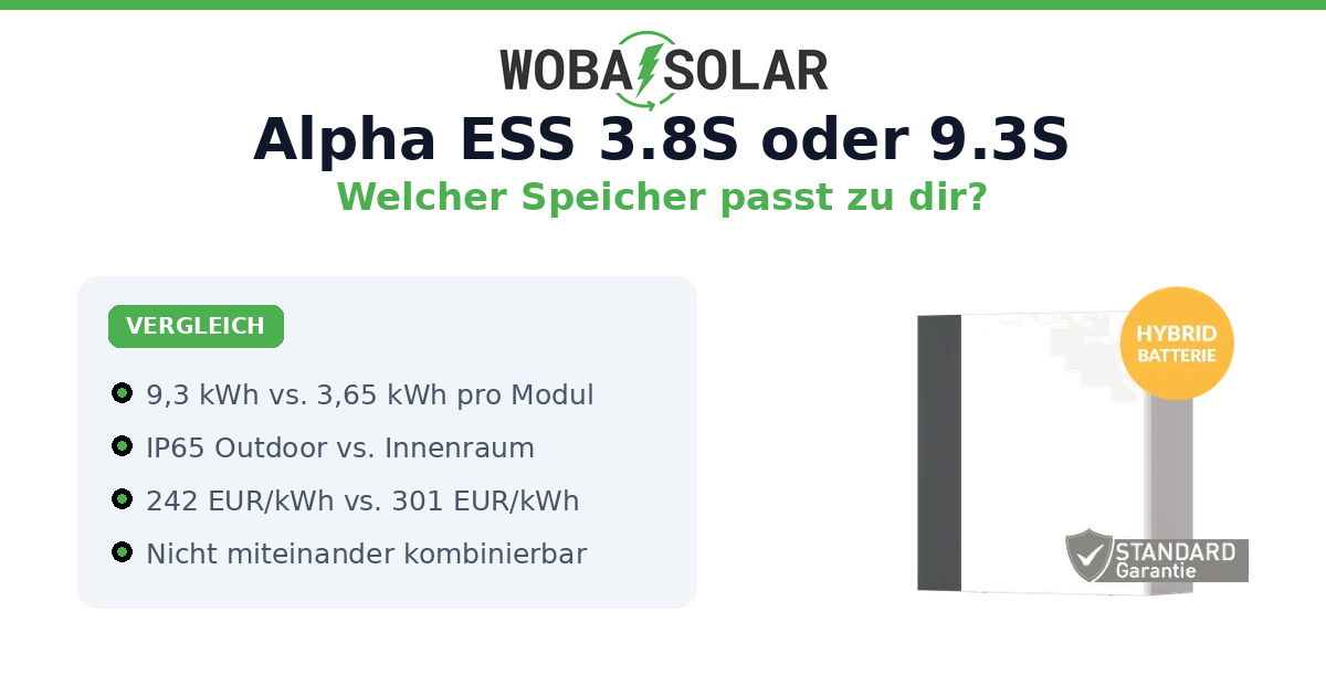 Alpha ESS SMILE-G3-BAT-3.8S und 9.3S Speicher im Vergleich