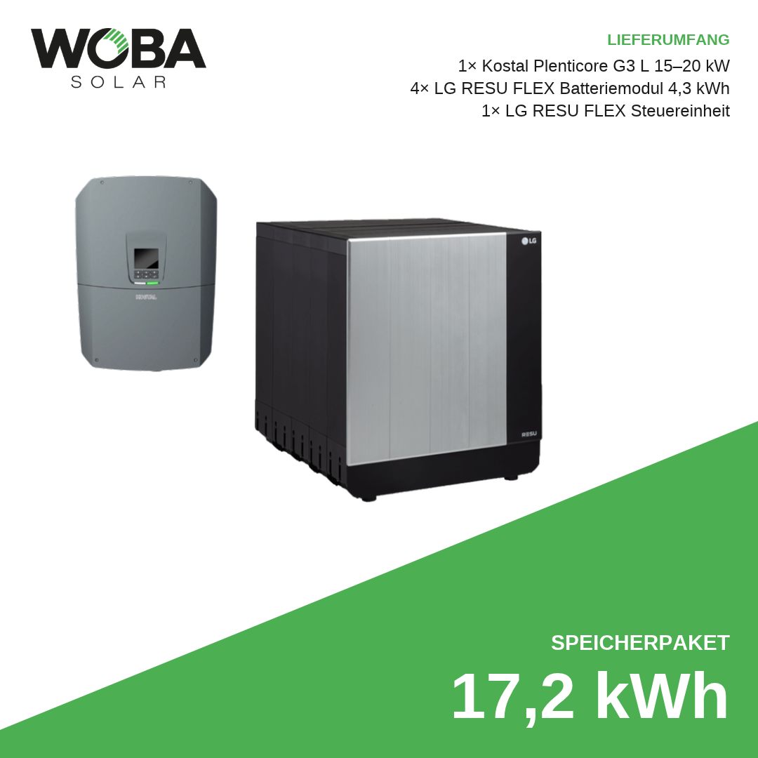 Kostal Plenticore G3 L & LG RESU FLEX 17,2 kWh – Speicherpaket Lieferumfang