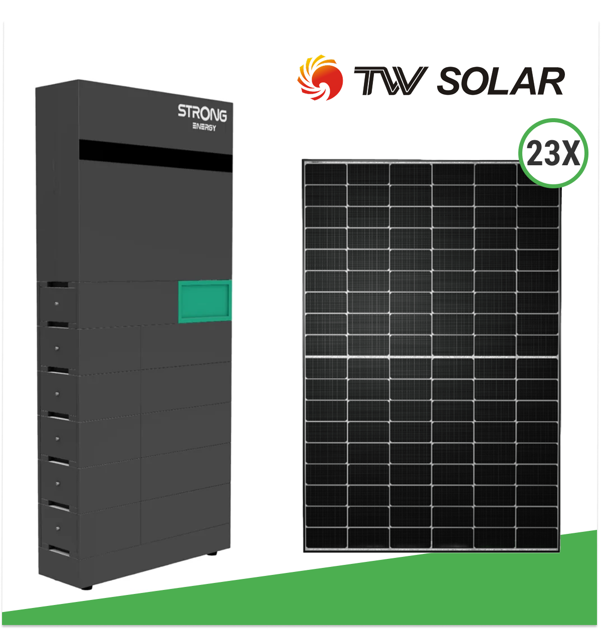 10,12 kWp Photovoltaik-Set mit 23x TW Solar TWMND-54HS 440 Wp Doppelglas-Module & STRONG ENERGY ALFRED-10 (12 kWh + 10 kW Wechselrichter)