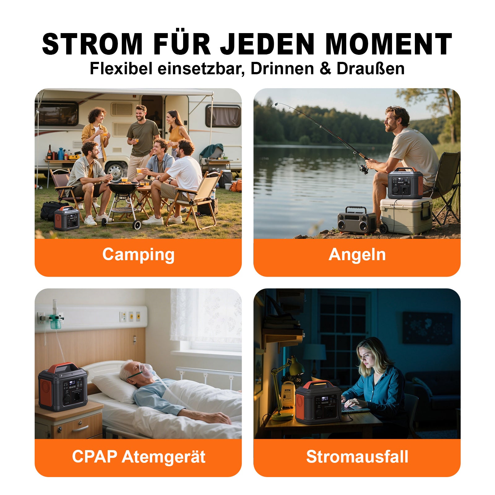 SBAOH Portable Power Station,296 Wh Solar Generator With 300 W Output, Mobile Power Supply For Garden, Travel, Camping, Motorhome, Emergency