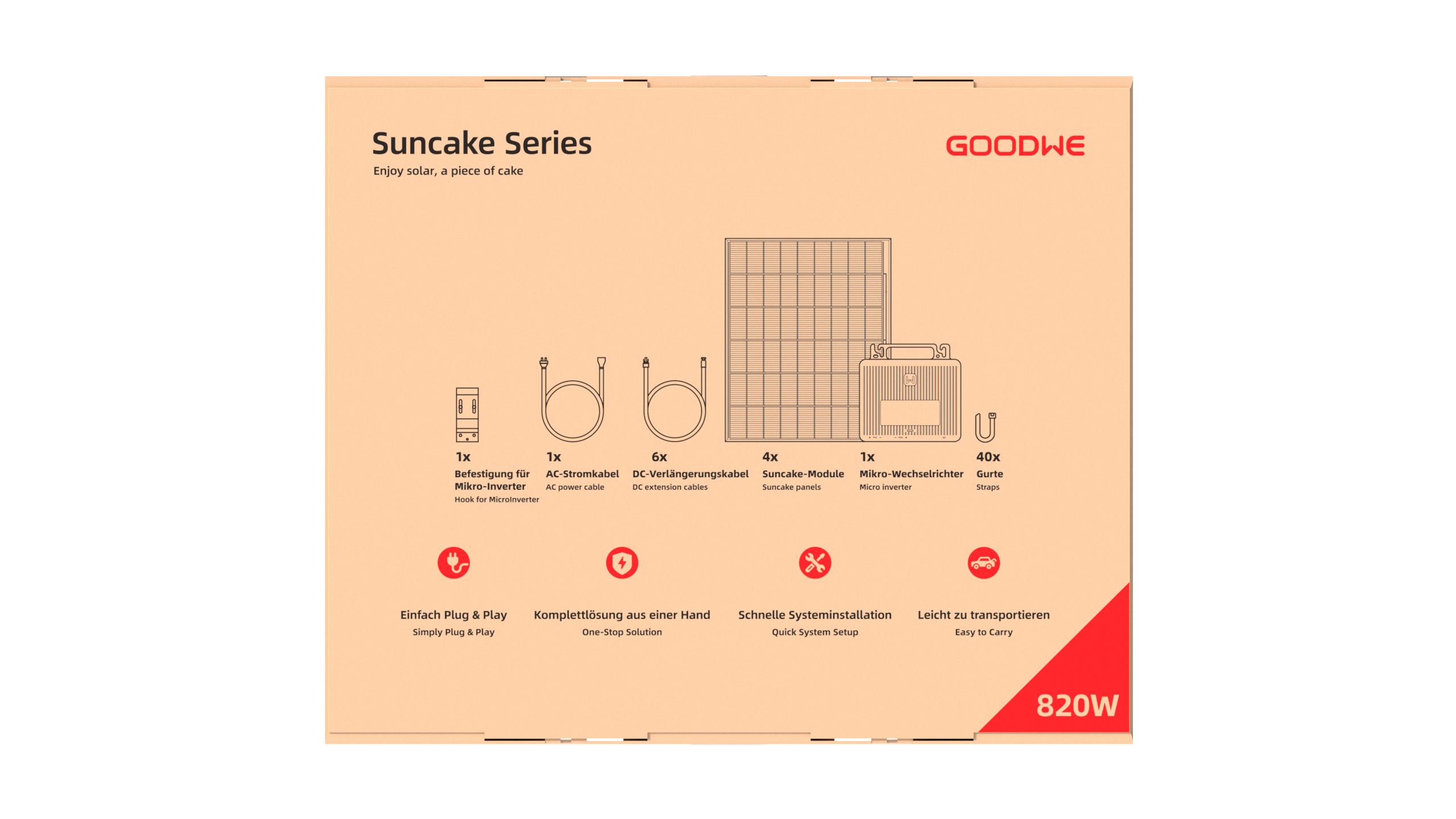 GoodWe Suncake 820 W Balkonkraftwerk Komplett-Set (inkl. Montage Set) zur 1 Person Montage