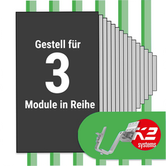 K2 Montage Paket Ziegeldach: 1 Reihe x 3 Module (K2 4S: Jeder Sparren)