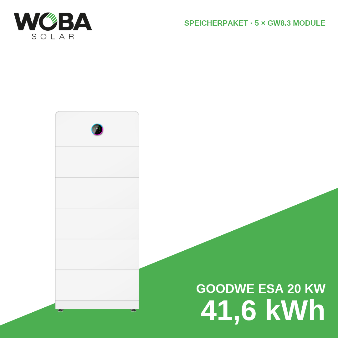 GoodWe ESA 20 kW Speicherpaket mit 41,60 kWh (5 × GW8.3 Module)