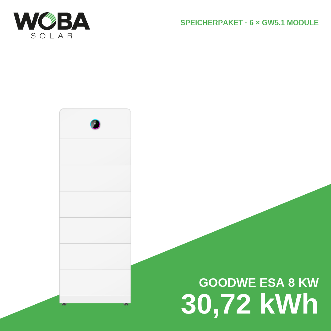 GoodWe ESA 8 kW Speicherpaket mit 30,72 kWh (6 × GW5.1 Module)