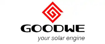Rotes quadratisches Spirallogo mit dem Text ‘GOODWE Ihr Solaraggregat’ darunter.