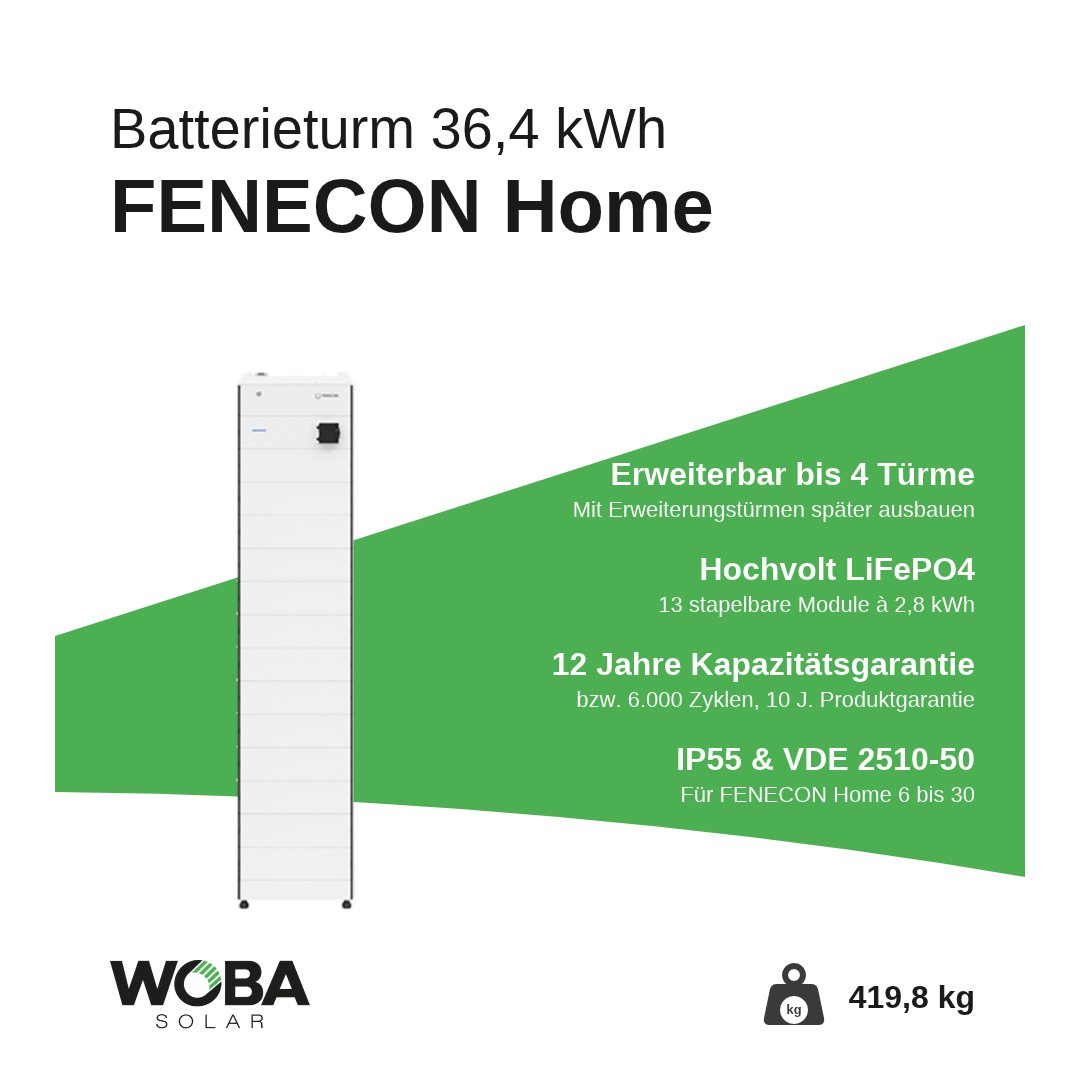 FENECON Home PV Batterieturm mit 36,4 kWh – Vorteile