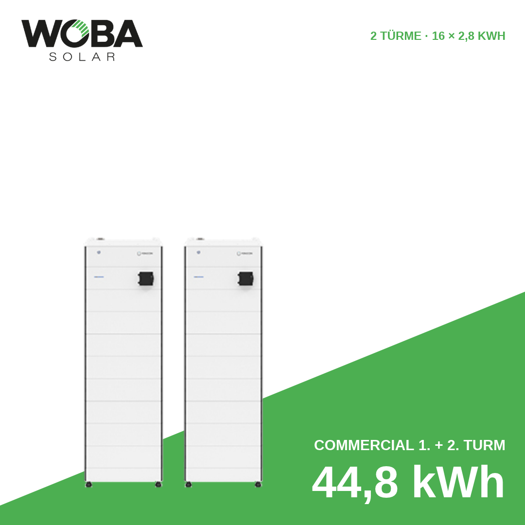 FENECON Commercial 1. und 2. Batterieturm mit 44,8 kWh