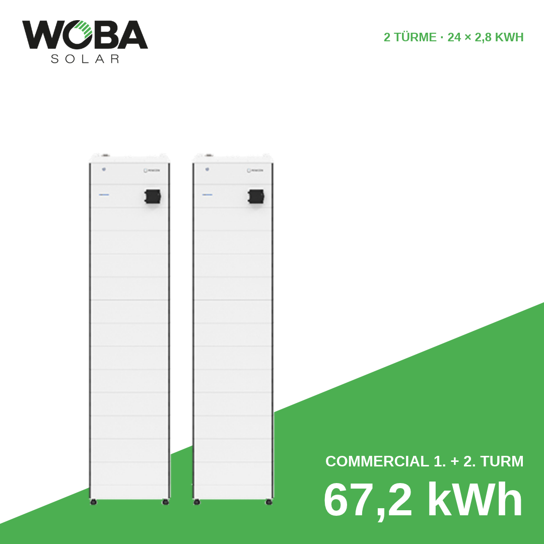 FENECON Commercial 1. und 2. Batterieturm mit 67,2 kWh