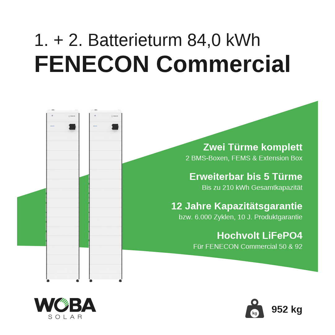 FENECON Commercial 1. und 2. Batterieturm mit 84,0 kWh – Vorteile